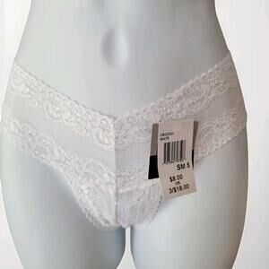 NWT Y2k Biatta White Stretchy Lace Sheer Bikini Thong Low Rise Panty SM